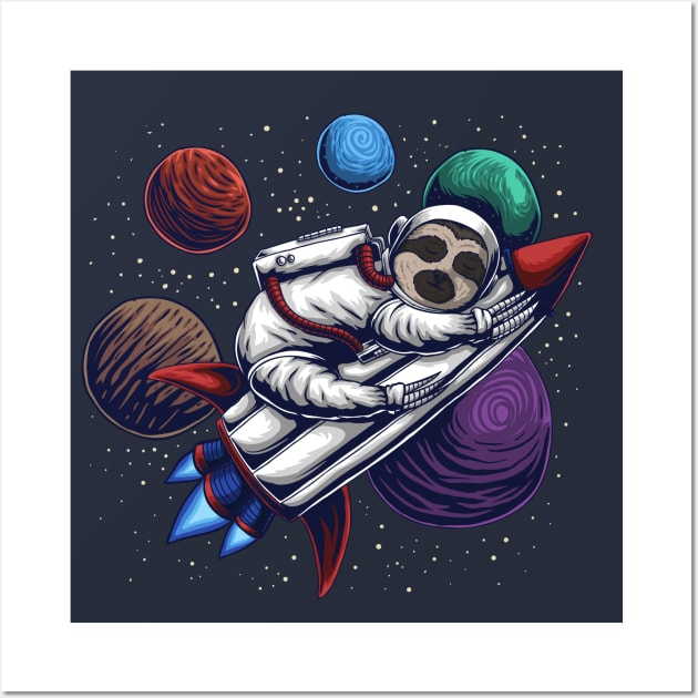 Sloth Astronaut Sleeping Wall Art by Mako Design 